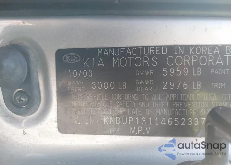 2004 Kia Sedona Ex/Lx from USA, damaged, VIN KNDUP131146523375